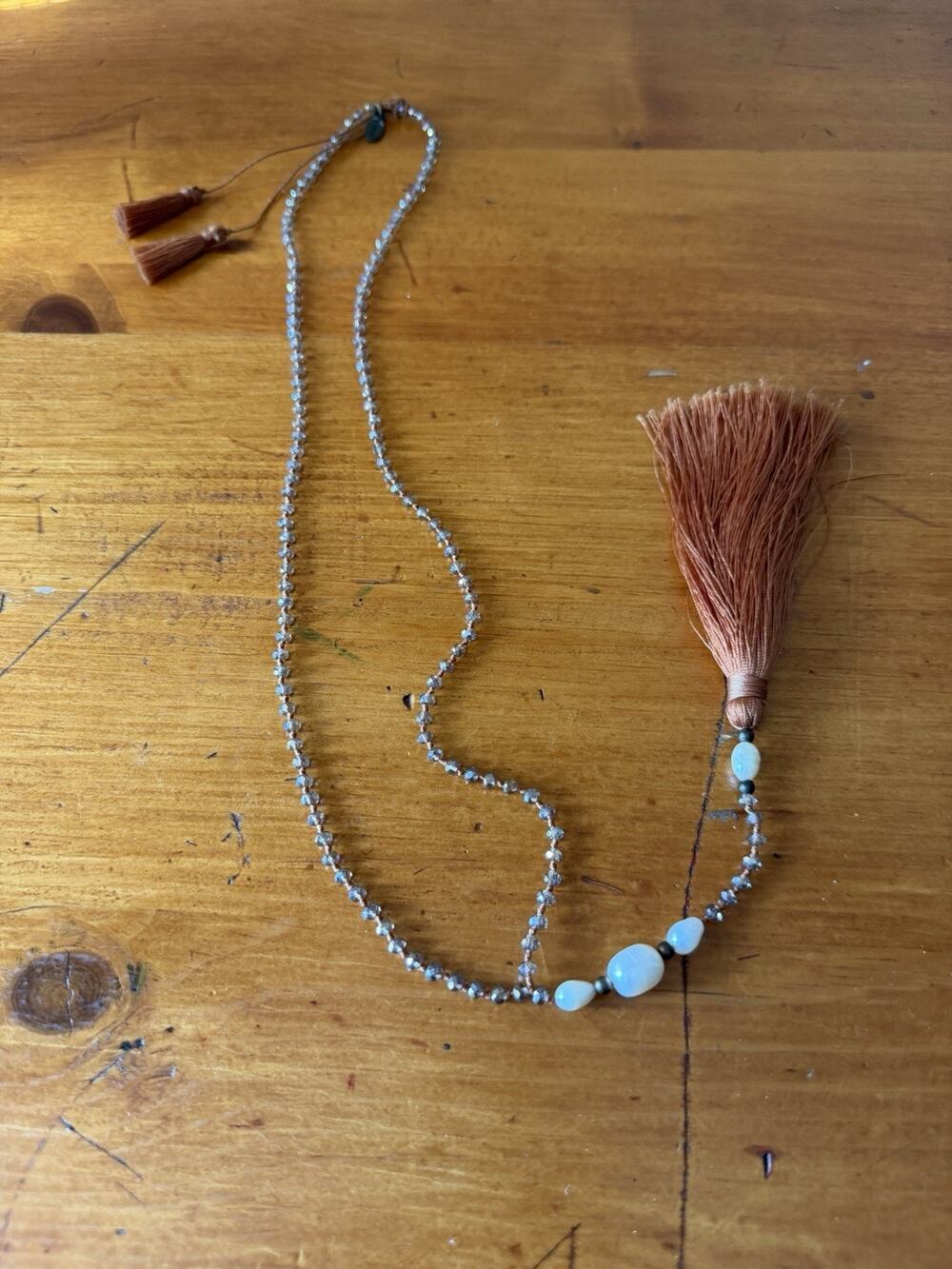 Zacasha Tassel Necklace Boho Beaded Statement Pendant Artisan Jewelry Handmade